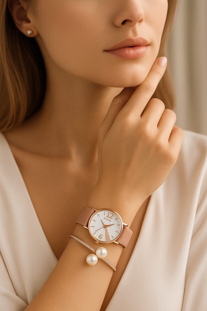 Colourful PU Leather Strap Ladies Quartz Wristwatch