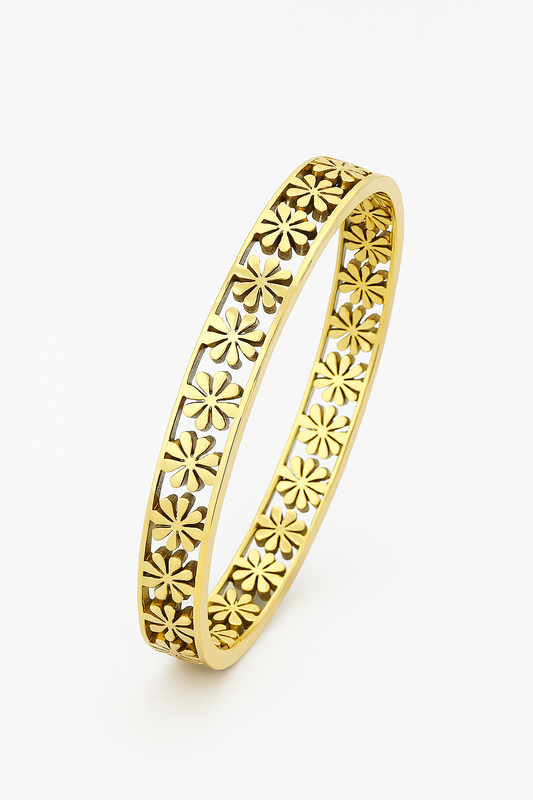 Golden Daisy Charm Bangle
