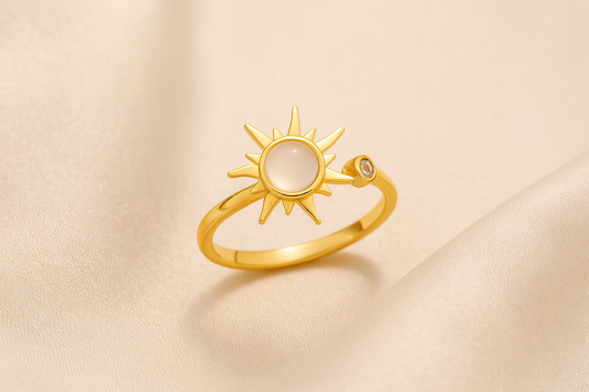 Sunburst Ring with Central Gem