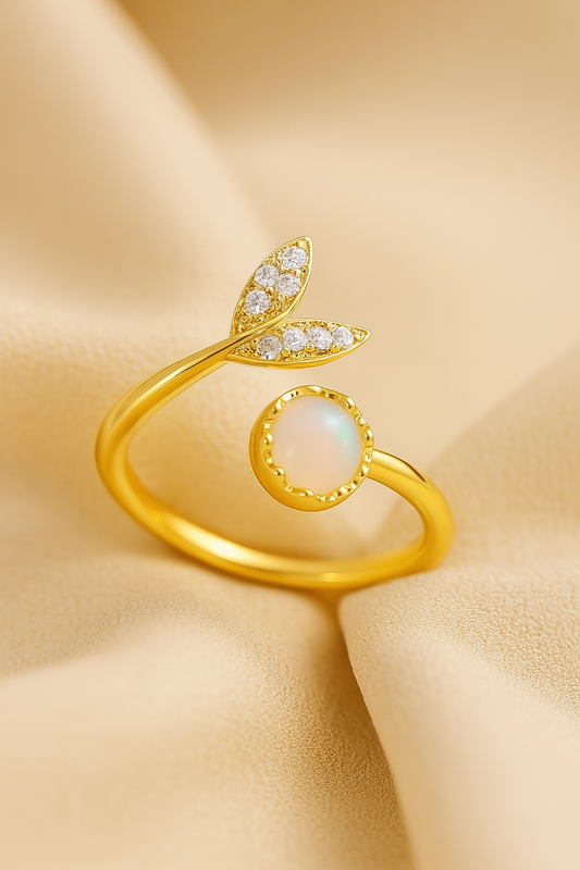 Leaf & Moonstone Ring