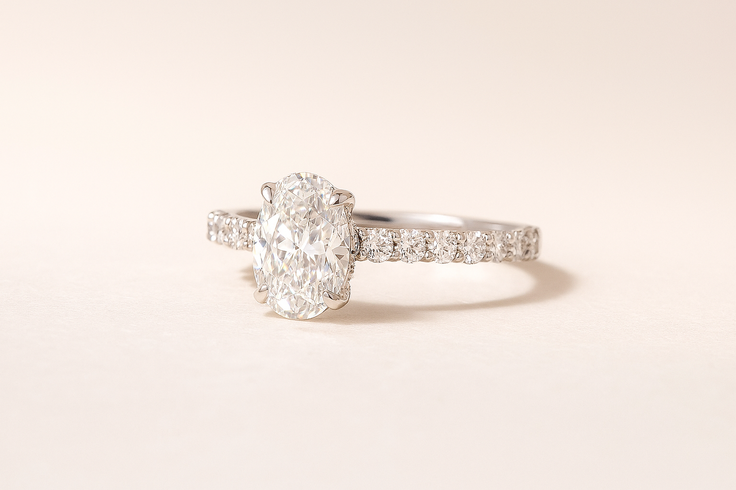 The Grace Band – Oval-Cut Lab Grown Diamond Ring in 14k Pavé Setting