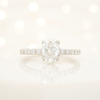 The Grace Band – Oval-Cut Lab Grown Diamond Ring in 14k Pavé Setting