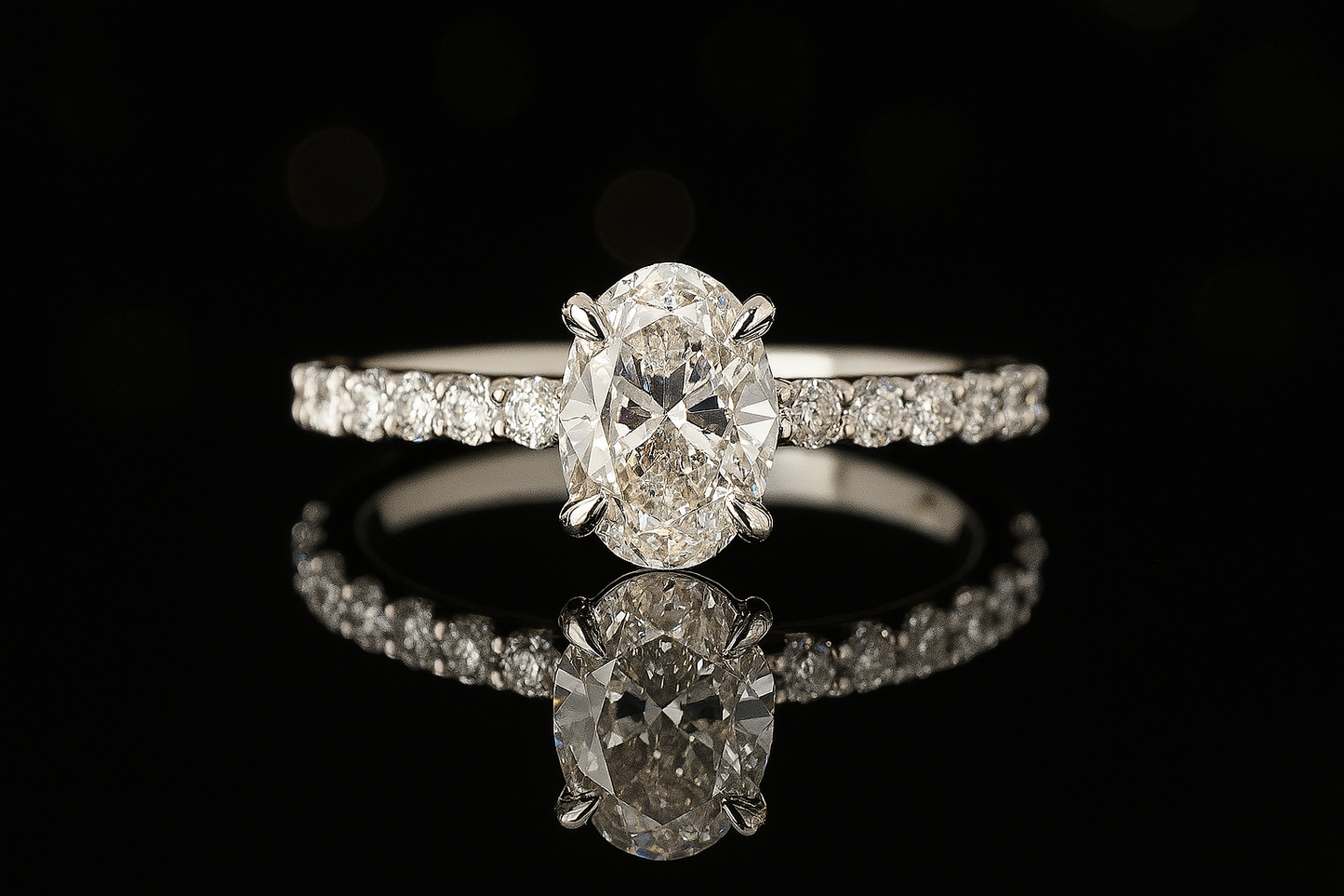 The Grace Band – Oval-Cut Lab Grown Diamond Ring in 14k Pavé Setting