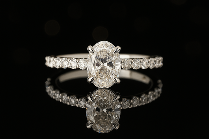 The Grace Band – Oval-Cut Lab Grown Diamond Ring in 14k Pavé Setting