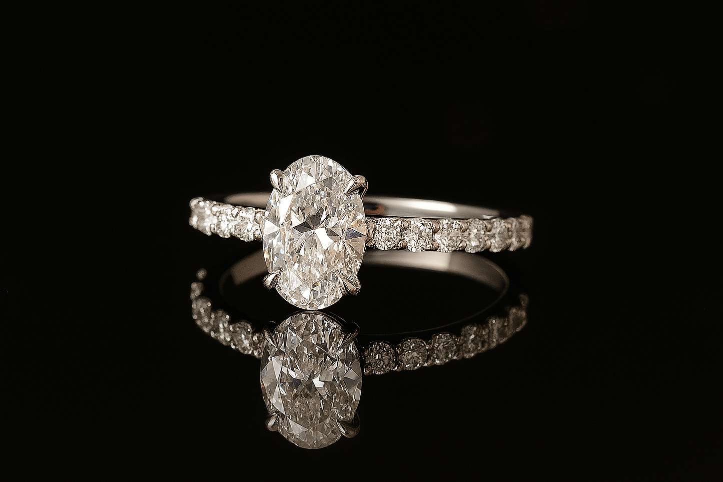 The Grace Band – Oval-Cut Lab Grown Diamond Ring in 14k Pavé Setting
