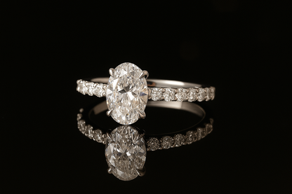 The Grace Band – Oval-Cut Lab Grown Diamond Ring in 14k Pavé Setting