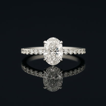 The Grace Band – Oval-Cut Lab Grown Diamond Ring in 14k Pavé Setting