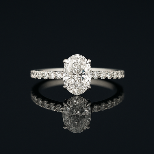 The Grace Band – Oval-Cut Lab Grown Diamond Ring in 14k Pavé Setting
