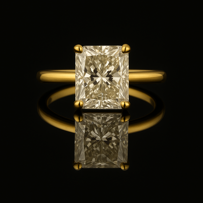 Radiant-Cut Moissanite Engagement Ring in Yellow Gold – D Color, VVS1 Clarity