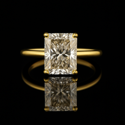 Radiant-Cut Moissanite Engagement Ring in Yellow Gold – D Color, VVS1 Clarity