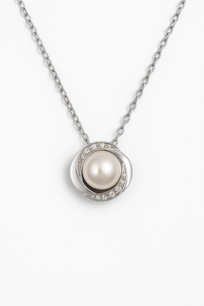 Pearl Orbit Silver Necklace
