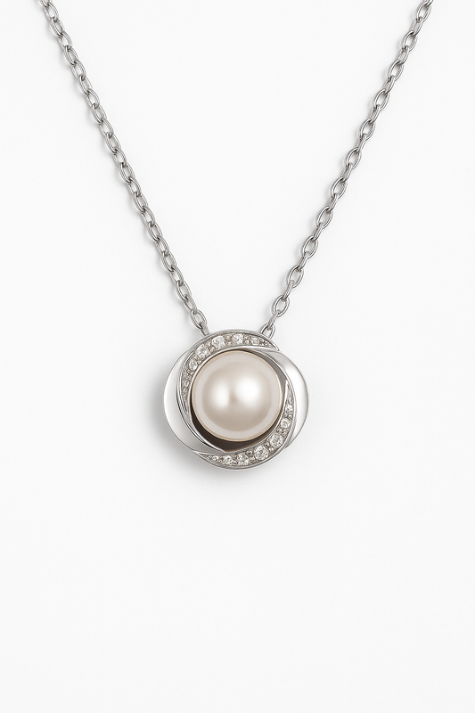 Pearl Orbit Silver Necklace