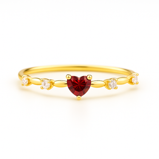 Heart-Shaped Garnet Ring