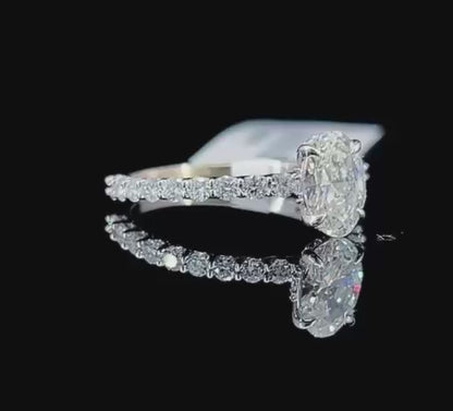 The Grace Band – Oval-Cut Lab Grown Diamond Ring in 14k Pavé Setting